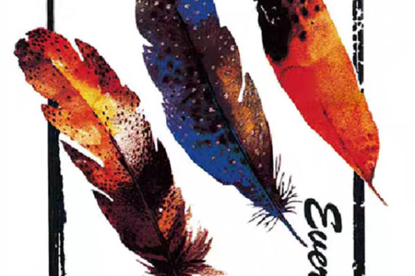 时尚多彩羽毛裁片印花服装印花设计