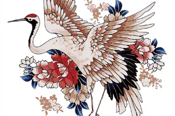 优雅仙鹤与花卉裁片印花服装，展现东方美学的时尚魅力