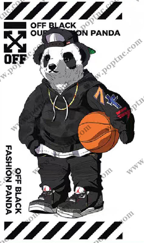 时尚篮球熊猫裁片印花服装印花设计