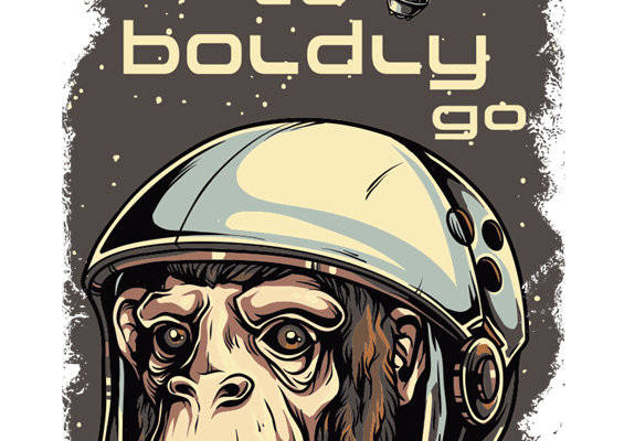 创意裁片印花服装：太空探险猩猩宇航员主题设计