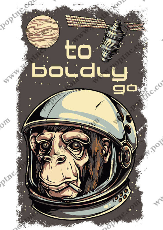 创意裁片印花服装:太空探险猩猩宇航员主题设计