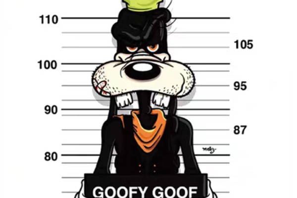 时尚趣味裁片印花服装：高飞狗警察主题印花T恤设计