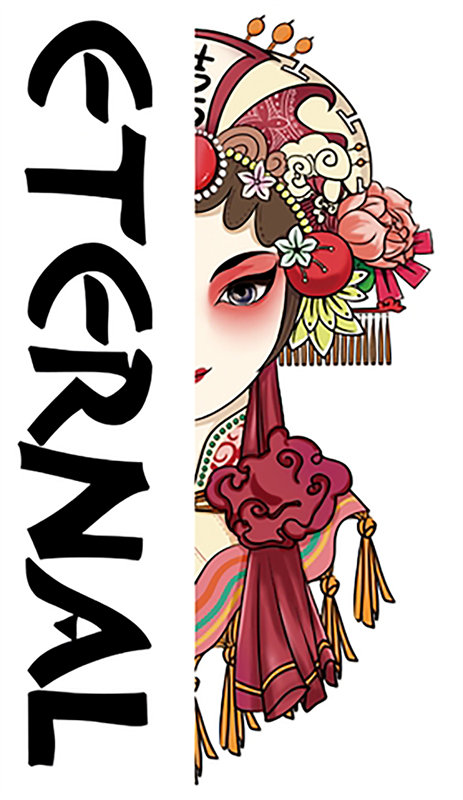 传统京剧元素裁片印花服装印花设计