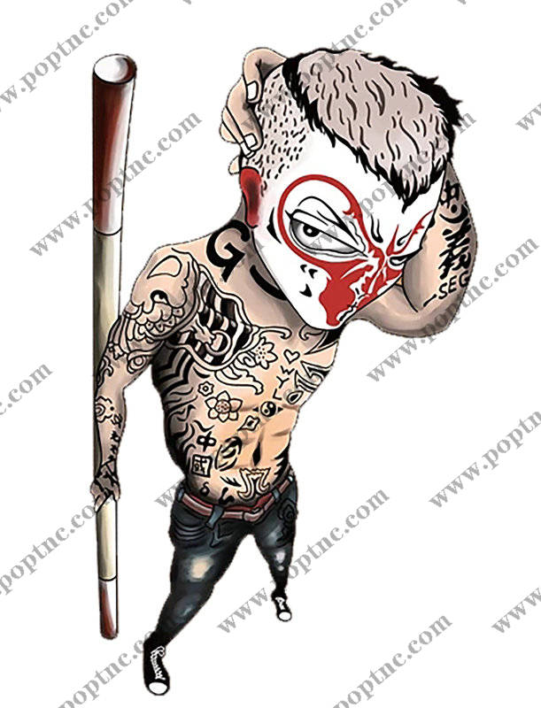 街头风格纹身艺术裁片印花服装印花设计