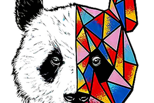 创意几何熊猫裁片印花服装，引领时尚新潮流