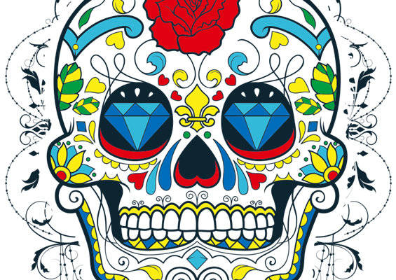 时尚个性骷髅头裁片印花服装印花设计