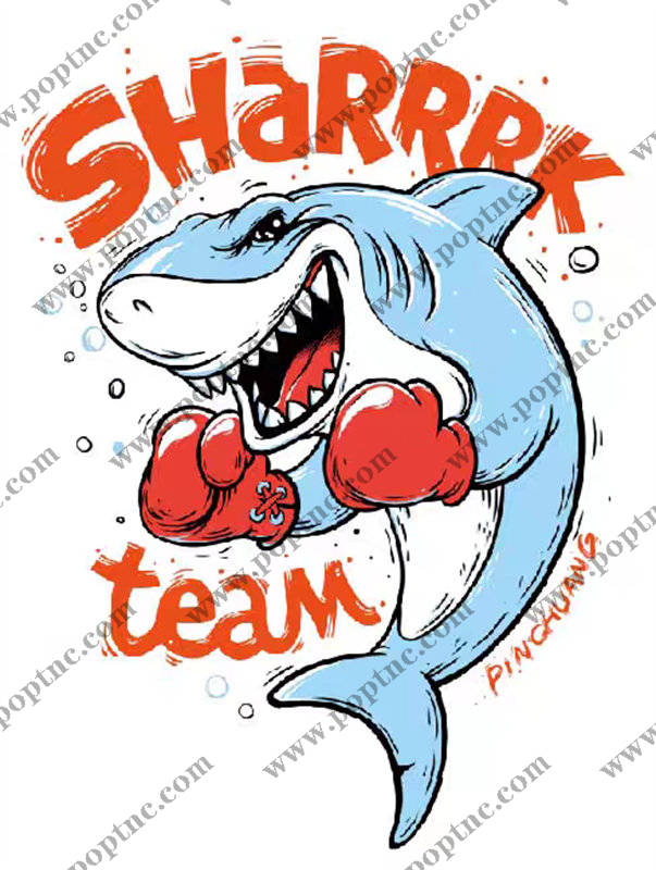 活力鲨鱼裁片印花服装 运动风格团队服装印花设计