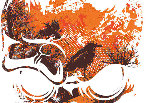 秋季主题裁片印花服装：优雅白鹤与秋叶的完美融合