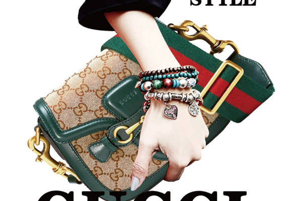 经典Gucci裁片印花手提包，展现高端时尚服装印花风格