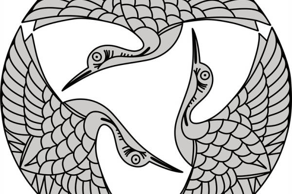 时尚个性仙鹤裁片印花服装印花设计