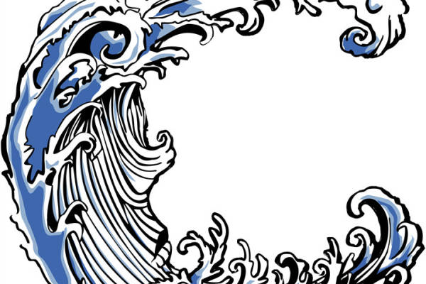 动感海浪图案裁片印花服装印花设计