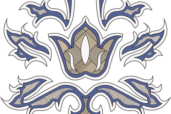 复古风格蓝色花卉裁片印花服装印花设计