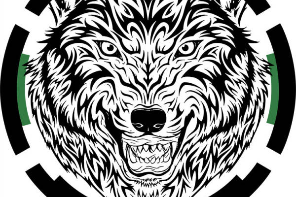 霸气狼头图案裁片印花服装印花设计