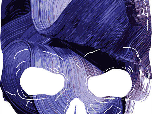 深蓝色抽象艺术裁片印花服装印花图案设计