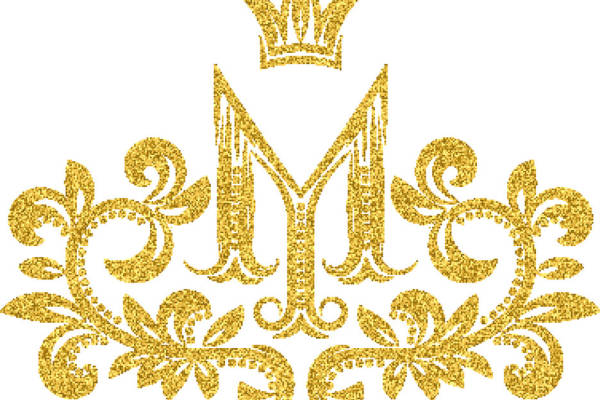 皇家风格金色字母M裁片印花服装