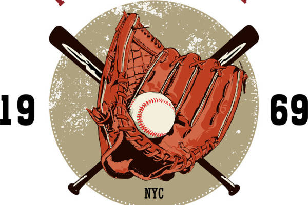 复古风格棒球裁片印花服装印花设计