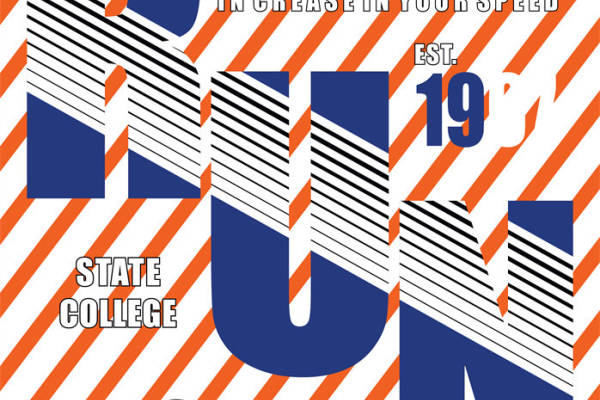 复古风格裁片印花服装：马拉松跑步主题设计