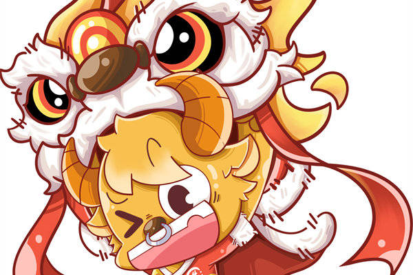 传统中国风舞狮裁片印花服装印花设计