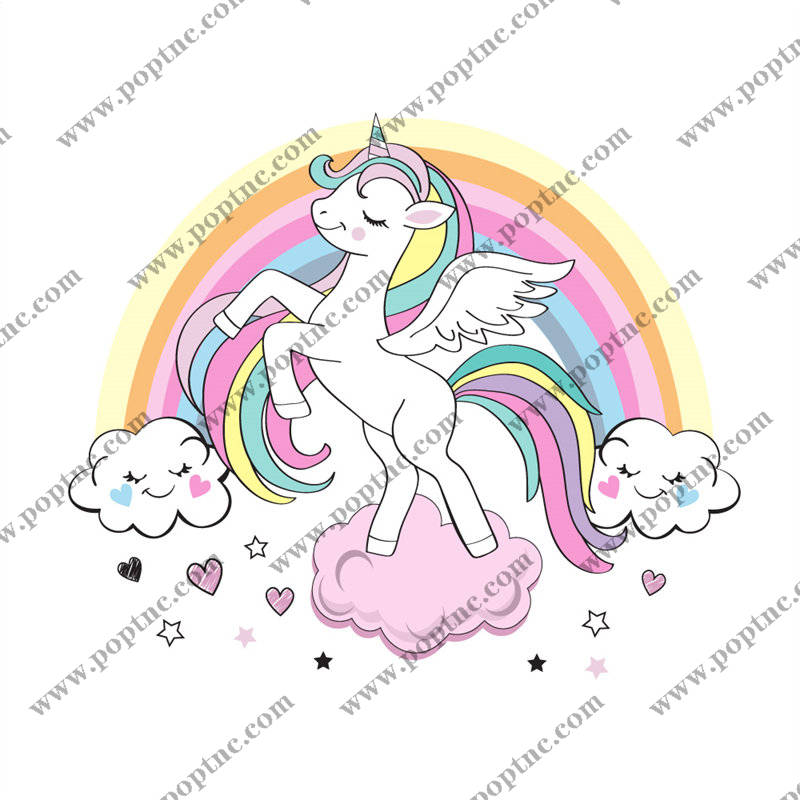 梦幻彩虹独角兽裁片印花服装 可爱卡通图案设计