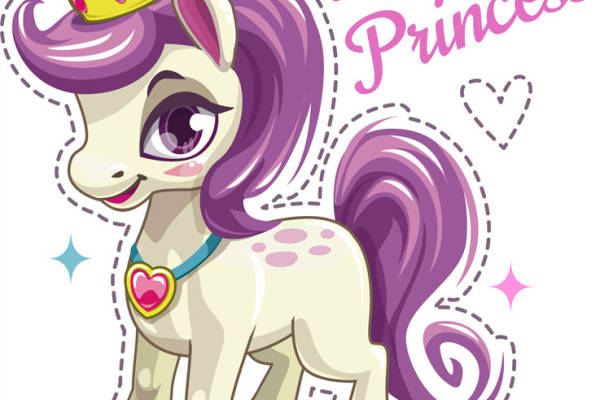 梦幻紫色小公主独角兽裁片印花儿童服装