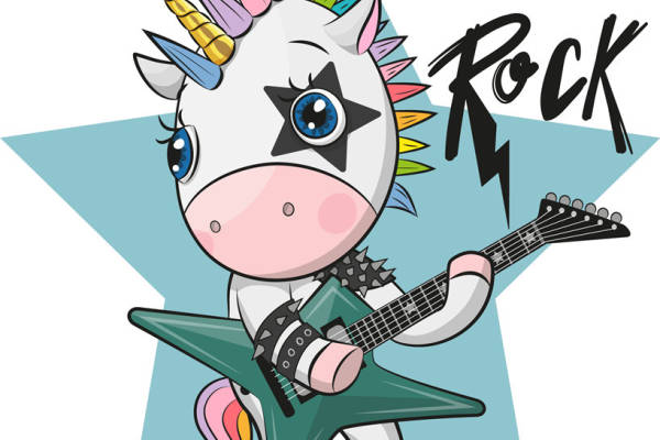 摇滚风格独角兽裁片印花服装印花设计