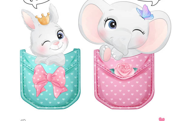 可爱动物裁片印花服装 时尚卡通兔子图案服装印花设计