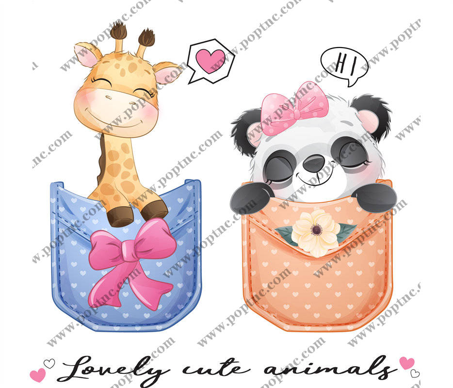 可爱卡通动物裁片印花服装印花设计