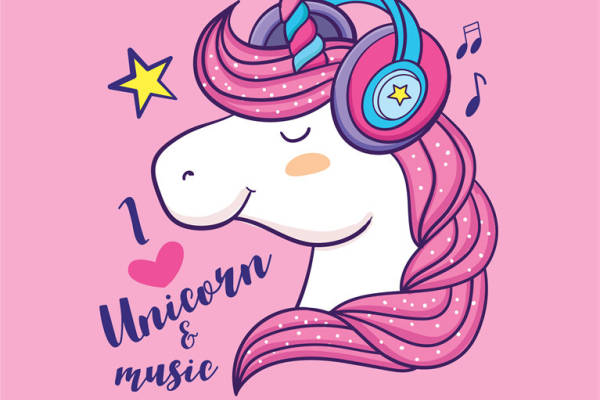 梦幻粉色独角兽裁片印花服装，音乐爱好者的时尚选择