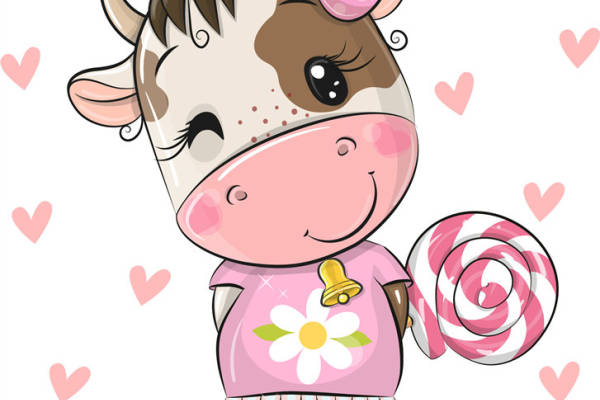 可爱卡通奶牛裁片印花服装印花设计