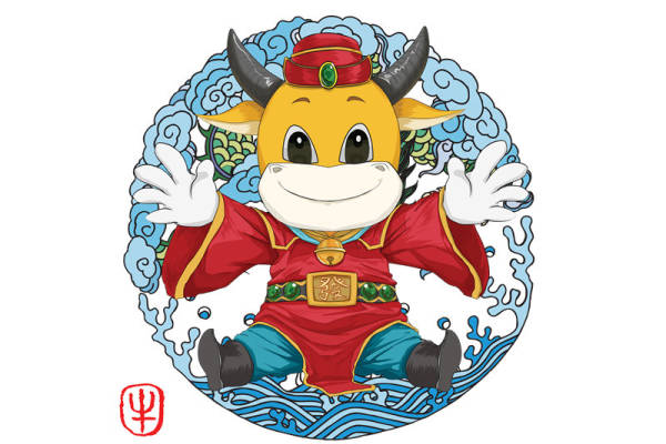 牛年吉祥如意裁片印花服装印花设计