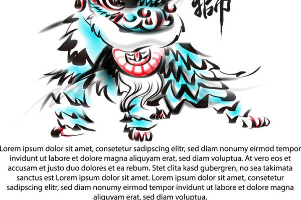 时尚醒狮裁片印花服装印花设计，展现传统与现代的完美结合