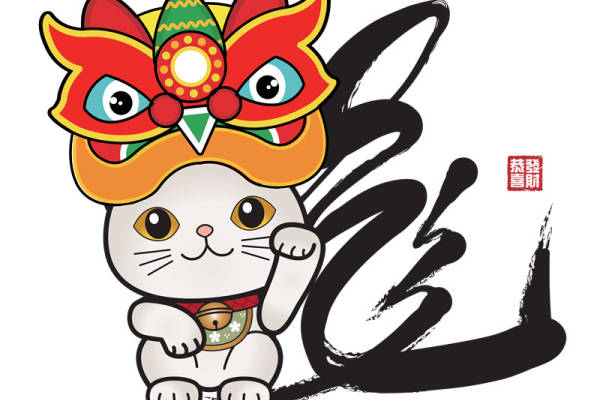 创意招财猫裁片印花服装 吉祥如意新年服装印花设计