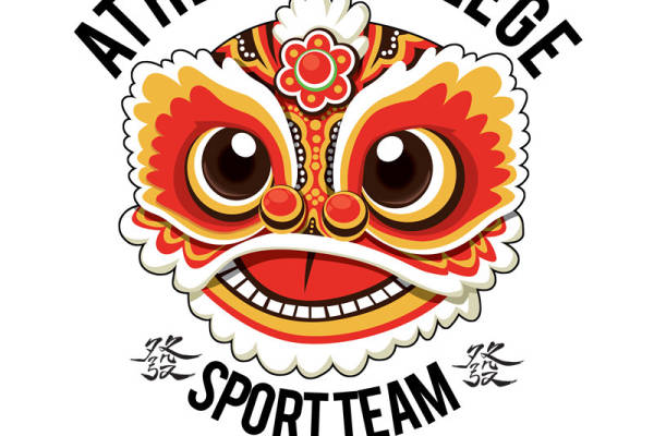 运动学院狮子头裁片印花服装,展现活力与团队精神