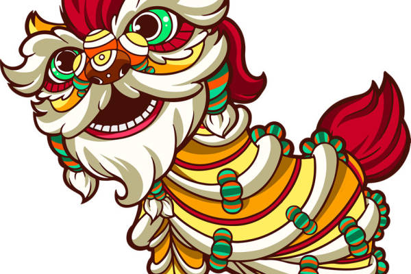 传统中国风舞狮裁片印花服装印花设计