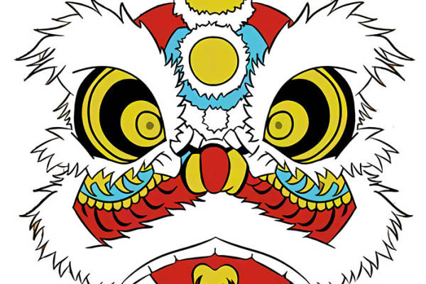 传统中国风舞狮裁片印花服装印花设计