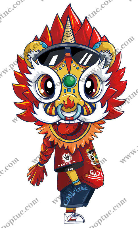 创意卡通舞狮裁片印花服装,时尚与传统的完美结合