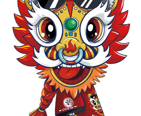 创意卡通舞狮裁片印花服装,时尚与传统的完美结合