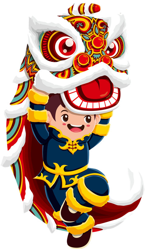 传统中国风舞狮服装裁片印花设计
