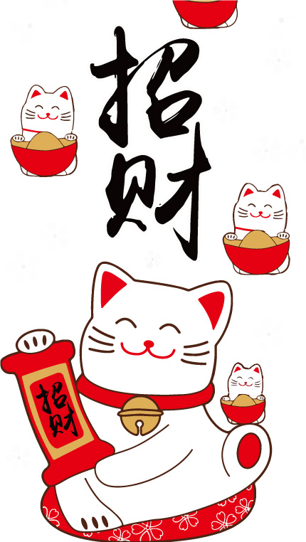 可爱招财猫裁片印花服装 吉祥如意时尚设计