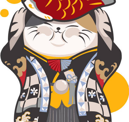 日式风格猫咪裁片印花服装印花设计