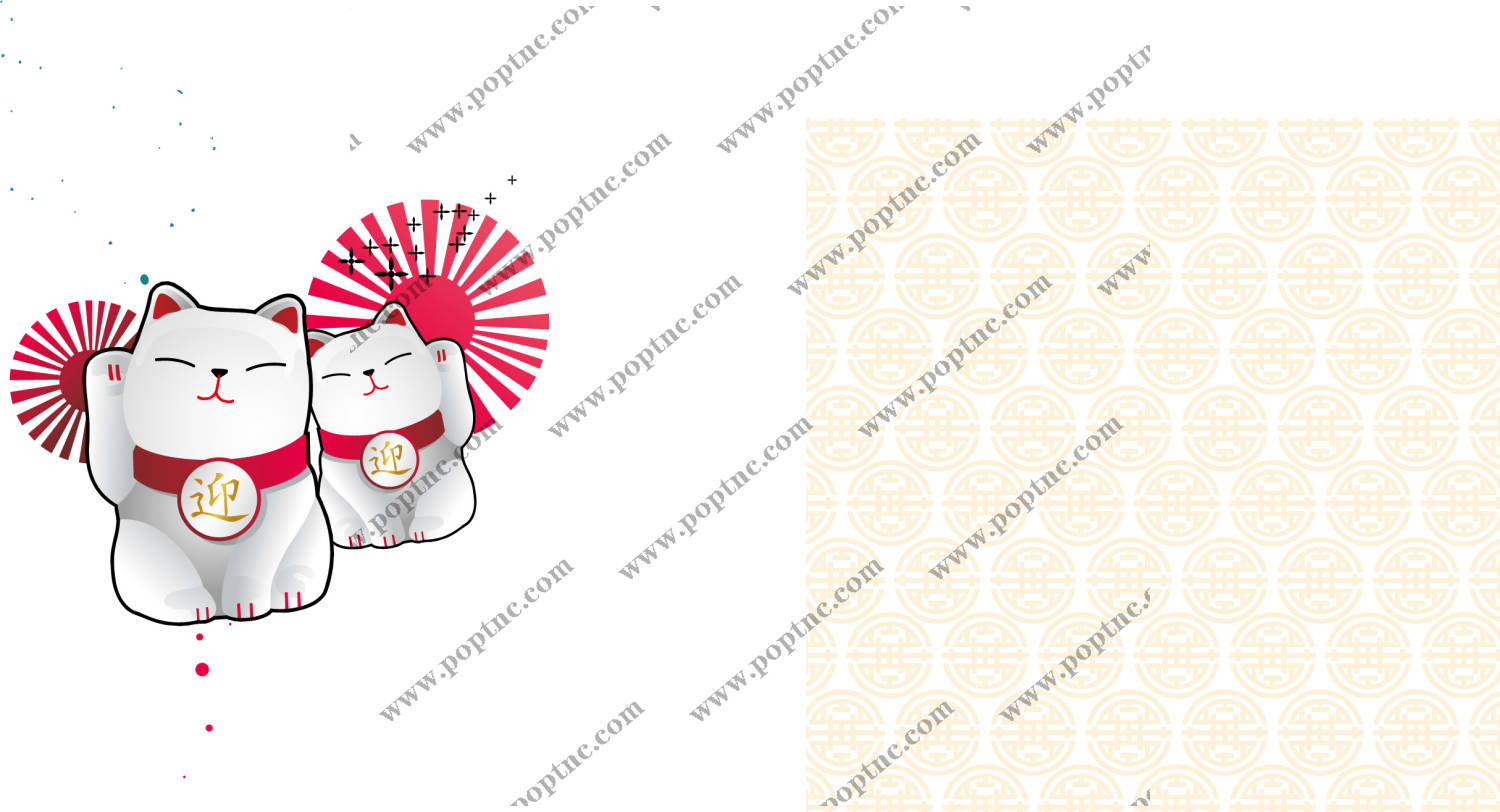 吉祥如意招财猫裁片印花服装印花设计