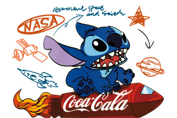 探索太空的可爱史迪奇裁片印花服装