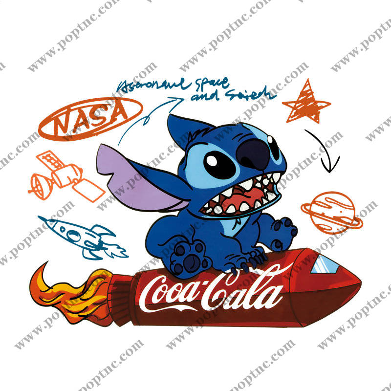 探索太空的可爱史迪奇裁片印花服装