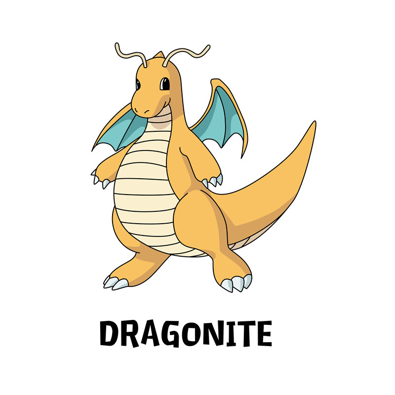 独特卡通风格裁片印花服装：Dragonite主题时尚设计