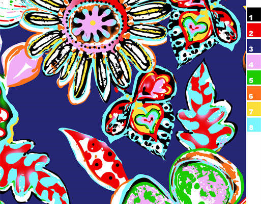 炫彩花卉图案服装印花面料推荐:金昌印花花型