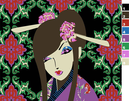 传统东方风格面料印花服装印花图案设计