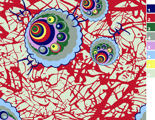 抽象艺术风格面料印花,时尚服装印花设计