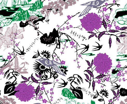 时尚自然风面料印花服装印花设计，金昌印花花型推荐