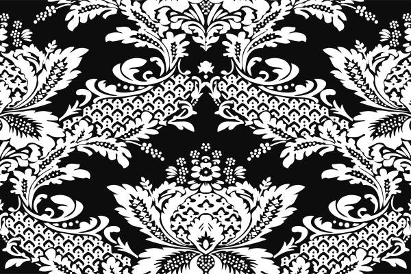 经典黑白花卉面料印花,优雅服装印花设计