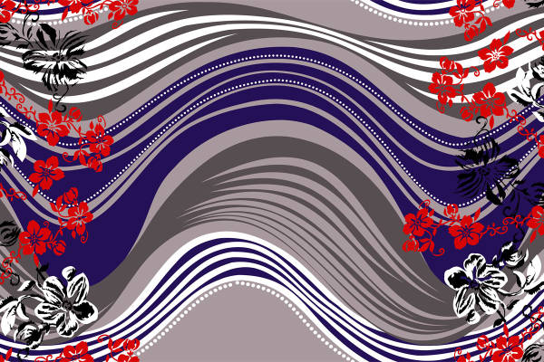 经典日式樱花面料印花,优雅服装印花设计